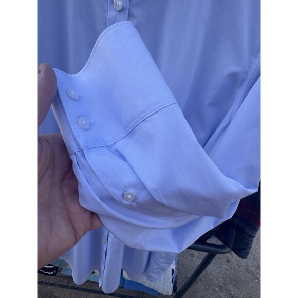 Land's End Shirt 3XL Women's 26w Blue Long Sleeve Dress Shirt Cotton Button Up - Picture 4 of 6